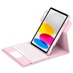 Custodia in pelle per tastiera Bluetooth ruotabile a 360 gradi per iPad 10a generazione 10.9 2022 con touchpad (rosa)