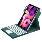 Custodia in pelle per tastiera Bluetooth girevole a 360 gradi per iPad Air 2022 / iPad Pro 11 2021 con touchpad (verde scuro)