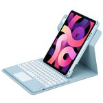 Custodia in pelle per tastiera Bluetooth girevole a 360 gradi per iPad Air 2022 / iPad Pro 11 2021 con touchpad (azzurro cielo)