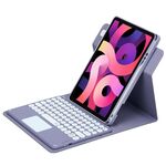 Custodia in pelle per tastiera Bluetooth girevole a 360 gradi per iPad Air 2022 / iPad Pro 11 2021 con touchpad (viola lavanda)