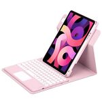 Custodia in pelle per tastiera Bluetooth girevole a 360 gradi per iPad Air 2022 / iPad Pro 11 2021 con touchpad (rosa)
