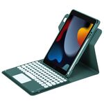 Per iPad 10.2 2021 / Air 2019 Custodia in pelle con tastiera Bluetooth girevole a 360 gradi con pulsante rotondo con touchpad (verde scuro)