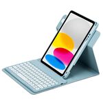 Custodia in pelle per tastiera Bluetooth girevole a 360 gradi per iPad 10a generazione 10.9 2022 (blu nebbia)