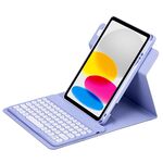 Custodia in pelle per tastiera Bluetooth girevole a 360 gradi per iPad 10th Gen 10.9 2022 (viola chiaro)