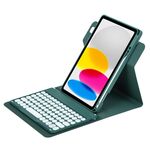 Custodia in pelle per tastiera Bluetooth girevole a 360 gradi per iPad 10th Gen 10.9 2022 (verde scuro)