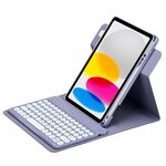 Custodia in pelle per tastiera Bluetooth girevole a 360 gradi per iPad 10th Gen 10.9 2022 (viola lavanda)