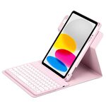 Custodia in pelle per tastiera Bluetooth girevole a 360 gradi per iPad 10a generazione 10.9 2022 (rosa)