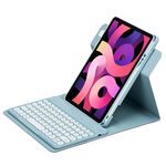 Custodia in pelle per tastiera Bluetooth girevole a 360 gradi per iPad Air 2022 / iPad Pro 11 2021 (blu nebbia)