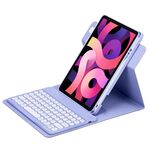 Custodia in pelle per tastiera Bluetooth girevole a 360 gradi per iPad Air 2022 / iPad Pro 11 2021 (viola chiaro)
