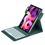 Custodia in pelle per tastiera Bluetooth girevole a 360 gradi per iPad Air 2022 / iPad Pro 11 2021 (verde scuro)