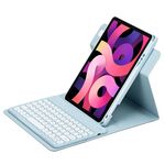 Custodia in pelle per tastiera Bluetooth girevole a 360 gradi per iPad Air 2022 / iPad Pro 11 2021 (blu cielo)