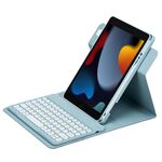 Custodia in pelle per tastiera Bluetooth girevole a 360 gradi per iPad 10.2 2021 / Air 2019 (blu nebbia)