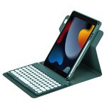 Custodia in pelle per tastiera Bluetooth girevole a 360 gradi per iPad 10.2 2021 / Air 2019 (verde scuro)
