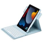 Custodia in pelle per tastiera Bluetooth girevole a 360 gradi per iPad 10.2 2021 / Air 2019 (blu cielo)
