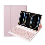 Custodia per tablet in pelle con tastiera touch Bluetooth per iPad Pro 11 2024 A13B con slot per penna (rosa)