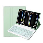Custodia per tablet in pelle con tastiera touch Bluetooth per iPad Pro 11 2024 A13B con slot per penna (verde chiaro)