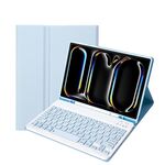 Custodia per tablet in pelle con tastiera touch Bluetooth per iPad Pro 11 2024 A13B con slot per penna (azzurro)
