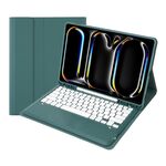 Per iPad Pro 13 2024 A13B Custodia tablet in pelle con tastiera touch Bluetooth ultrasottile staccabile con slot per penna (verde scuro)