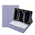 Per iPad Pro 13 2024 A13B Custodia tablet in pelle con tastiera touch Bluetooth ultrasottile staccabile con slot per penna (viola)