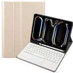 Custodia per tablet in pelle con tastiera quadrata Bluetooth Touch per iPad Pro 11 2024 A13B-A con slot per penna (Oro)