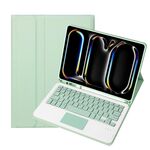Custodia per tablet in pelle con tastiera quadrata Bluetooth Touch per iPad Pro 11 2024 A13B-A con slot per penna (verde chiaro)