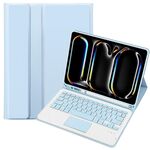 Custodia per tablet in pelle con tastiera quadrata Bluetooth Touch per iPad Pro 11 2024 A13B-A con slot per penna (azzurro)