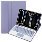 Custodia per tablet in pelle con tastiera quadrata Bluetooth Touch per iPad Pro 11 2024 A13B-A con slot per penna (viola)