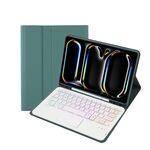 Custodia per tablet in pelle con tastiera touch Bluetooth retroilluminata per iPad Pro 11 2024 A13B-AS con slot per penna (verde scuro)