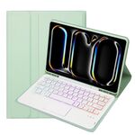 Custodia per tablet in pelle con tastiera touch Bluetooth retroilluminata per iPad Pro 11 2024 A13B-AS con slot per penna (verde chiaro)