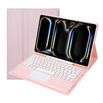 Per iPad Pro 13 2024 A14B-A Custodia tablet in pelle con tastiera touch Bluetooth ultrasottile staccabile con slot per penna (rosa)