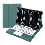 Per iPad Pro 13 2024 A14B-A Custodia tablet in pelle con tastiera touch Bluetooth ultrasottile staccabile con slot per penna (verde scuro)