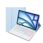 Per iPad Air 11 2024 / Air 5 10.9 A098B-AS Custodia per tablet in pelle con tastiera touch Bluetooth retroilluminata ultrasottile staccabile con slot per penna (azzurro chiaro)