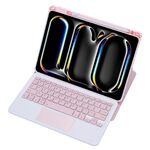 Per iPad Pro 11 2024 L13-A 360 Rotazione Acrilico Trasparente Bluetooth Tastiera Custodia in Pelle con Controllo Touch (Rosa)