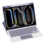 Per iPad Pro 11 2024 L13-A 360 Rotazione Acrilico Trasparente Bluetooth Tastiera Custodia in Pelle con Controllo Touch (Viola)