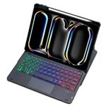 Per iPad Pro 11 2024 L13-AS 360 Rotazione Acrilico Trasparente Bluetooth Tastiera Custodia in Pelle con Controllo Touch/Retroilluminazione (Nero)