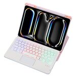 Per iPad Pro 11 2024 L13-AS 360 Rotazione Acrilico Trasparente Bluetooth Tastiera Custodia in Pelle con Controllo Touch/Retroilluminazione (Rosa)