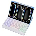 Per iPad Pro 11 2024 L13-BS Custodia in pelle con tastiera Bluetooth trasparente in acrilico con rotazione a 360° e retroilluminazione (blu)