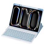 Per iPad Pro 11 2024 YL13 360 Rotazione Acrilico Trasparente Rotondo Tastiera Bluetooth Custodia in Pelle (Blu)