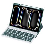 Per iPad Pro 11 2024 YL13 360 Rotazione Acrilico Trasparente Rotondo Tastiera Bluetooth Custodia in Pelle (Verde)