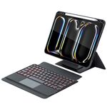 Per iPad Pro 11 2024 Supporto galleggiante staccabile con tastiera retroilluminata Custodia in pelle per tablet con touchpad (nero)