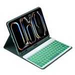Custodia per tablet in pelle con tastiera Bluetooth retroilluminata colorata per iPad Air 5 / Air 4 10.9 (verde scuro)