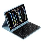 Custodia per tablet in pelle con tastiera Bluetooth retroilluminata colorata per iPad Air 11 2024 / Air 11 2025 (blu nebbia)