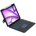 T12B-AS Custodia con tastiera Bluetooth retroilluminata rotante staccabile per iPad Air 13 2024 / Pro 12.9 2022 2021 2020 2018