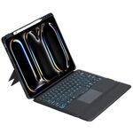 Custodia con tastiera Bluetooth touch retroilluminata rotante staccabile T14B-AS per iPad Pro 13 2024