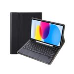 Per iPad 10a Gen 10.9 2022 YA10B-A Pelle di agnello Texture Tastiera Bluetooth Touch Custodia per tablet in pelle con slot per penna (nero)