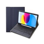 Per iPad 10a generazione 10.9 2022 YA10B-A Pelle di agnello Texture Tastiera Bluetooth Touch Custodia per tablet in pelle con slot per penna (blu scuro)