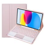 Per iPad 10a Gen 10.9 2022 YA10B-A Pelle di Agnello Texture Tastiera Bluetooth Touch Custodia Tablet in Pelle con Slot per Penna (Rosa)