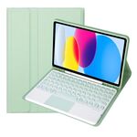 Per iPad 10a generazione 10.9 2022 YA10B-A Pelle di agnello Texture Tastiera Bluetooth Touch Custodia per tablet in pelle con slot per penna (verde)