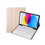 Per iPad 10a Gen 10.9 2022 YA10B-A Pelle di Agnello Texture Tastiera Bluetooth Touch Custodia Tablet in Pelle con Slot per Penna (Oro)