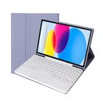 Per iPad 10a Gen 10.9 2022 YA10B-A Pelle di Agnello Texture Tastiera Bluetooth Touch Custodia Tablet in Pelle con Slot per Penna (Viola)